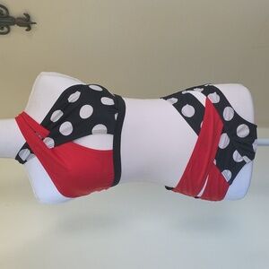 Red and Black Polka Dot Bikini Set